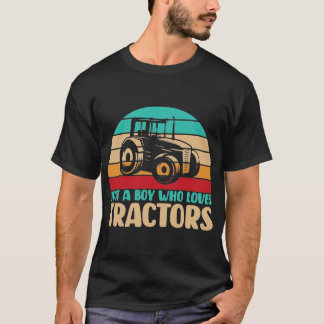 T-shirt Juste Un Garçon Qui Aime Tracteurs T-Shirt, Annive