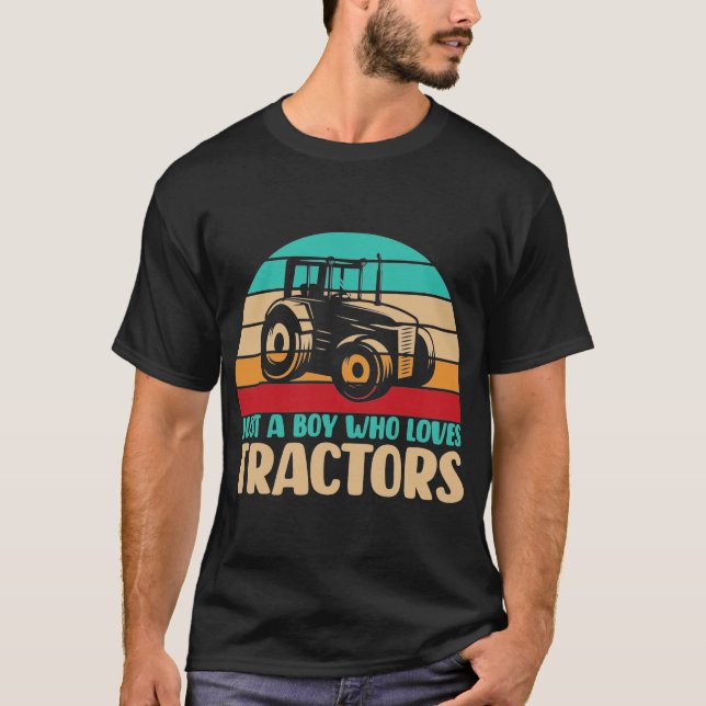 T-shirt Juste Un Garçon Qui Aime Tracteurs T-Shirt, Annive (Devant)