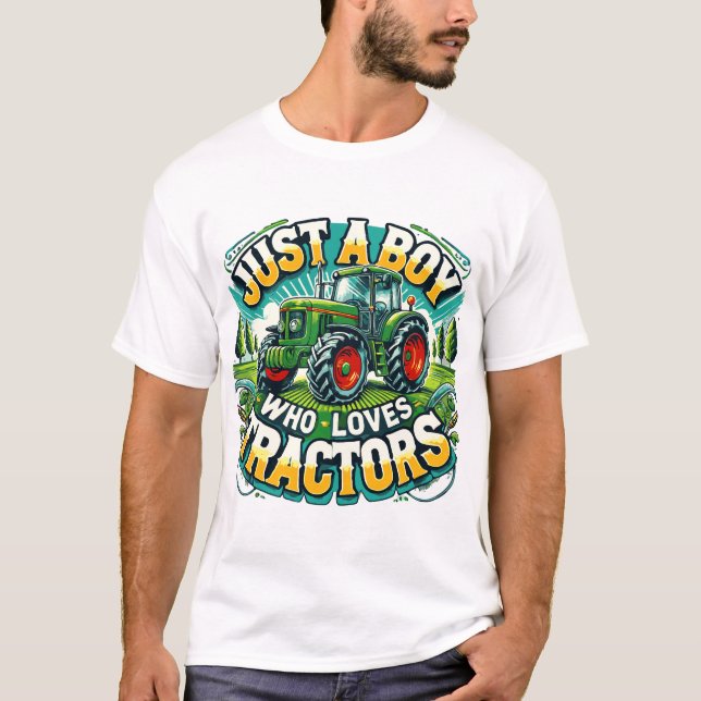 T-shirt Juste Un Garçon Qui Aime Tracteurs T-Shirt, Annive (Devant)