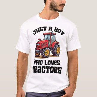 T-shirt Juste Un Garçon Qui Aime Tracteurs T-Shirt, Annive