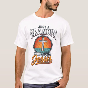 T-shirt Juste un grand-père qui aime Jésus Vintage Cross S