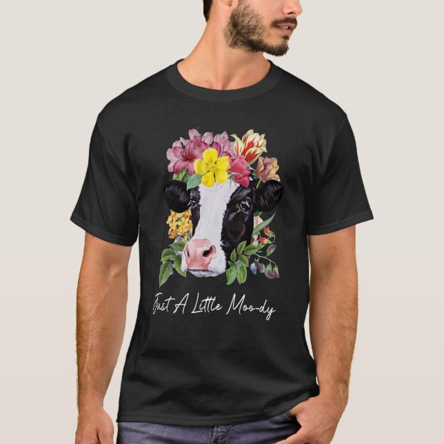 T-shirt Juste Un Petit Moody Cute Dairy Cows World Farm (Devant)