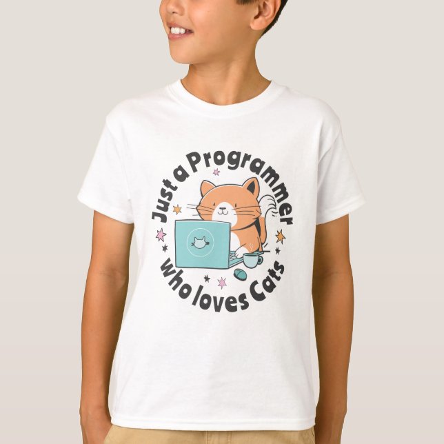 T-shirt Juste un programmeur qui aime les chats (Devant)