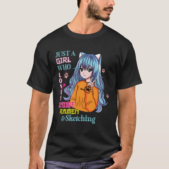 T-shirt Juste Un Qui Aime Anime Ra Et Sketching N (Devant)