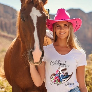 T-shirt Juste une cowgirl qui aime Jésus