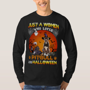 T-shirt Juste Une Femme Qui Aime Pitbull Et Hallowene