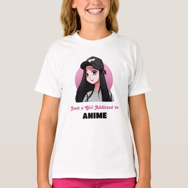 T-shirt Juste une fille accro à l'alcool | Rose et noir (Devant)