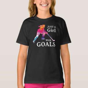 T-shirt Juste une fille avec des objectifs Hockey Aquarell