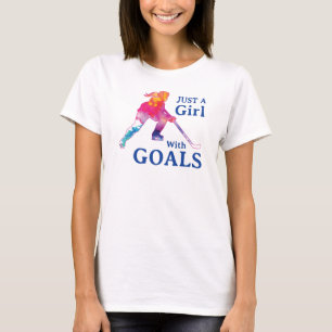 T-shirt Juste une fille avec des objectifs Hockey Aquarell