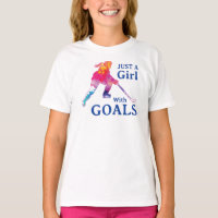 Juste une fille avec des objectifs Hockey Aquarell