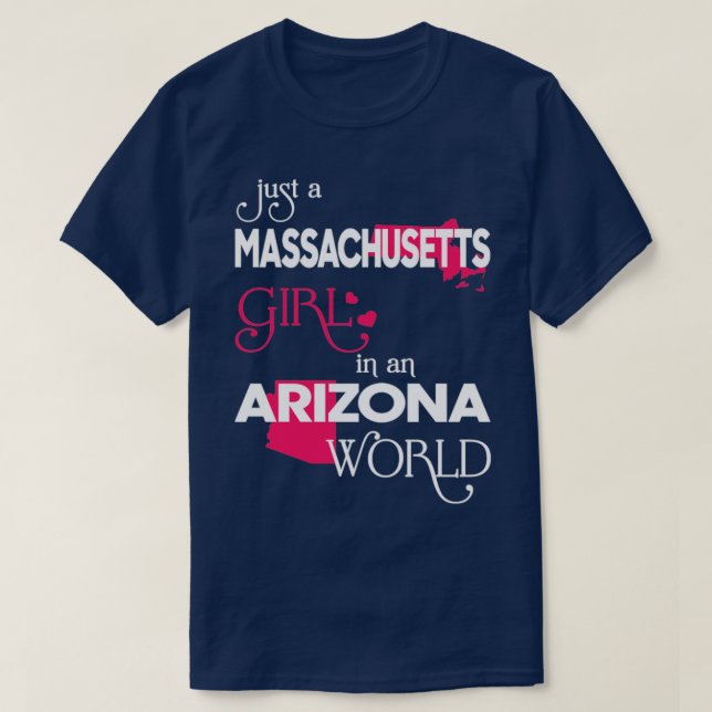 T-shirt Juste une fille du Massachusetts dans un monde de  (Design devant)