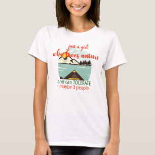 T-shirt Juste Une Fille Nature, Tolérer 3 Personnes Drôle