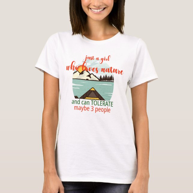 T-shirt Juste Une Fille Nature, Tolérer 3 Personnes Drôle (Devant)