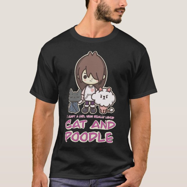 T-shirt Juste Une Fille Qui Aimait Vraiment Chat Et Poodle (Devant)