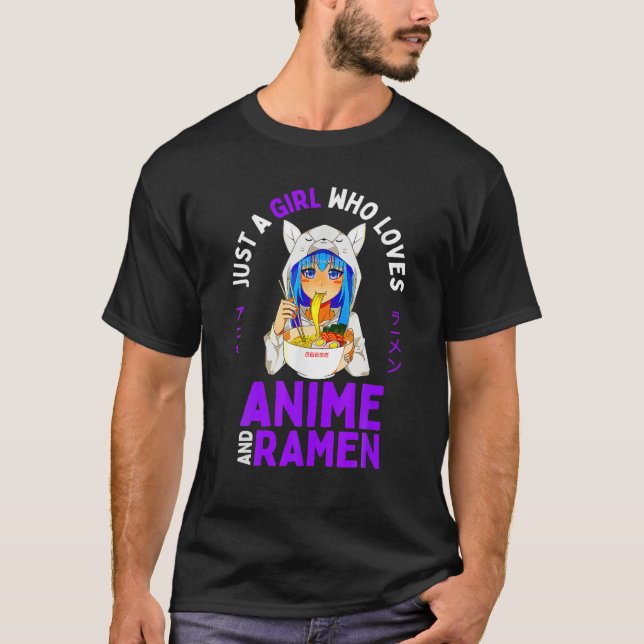 T-shirt Juste Une Fille Qui Aime Anime Et Ramen Femmes Ado (Devant)