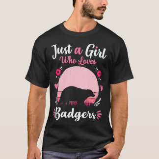 T-shirt Juste une fille qui aime Badgers rose Retro Vintag