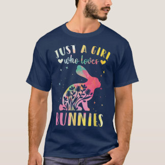 T-shirt Juste une fille qui aime Bunnies Aquarelle Bunny R