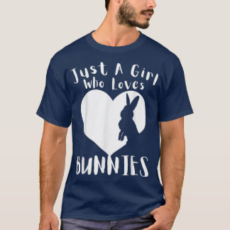 T-shirt Juste Une Fille Qui Aime Bunnies Mignonne Coeur Jo