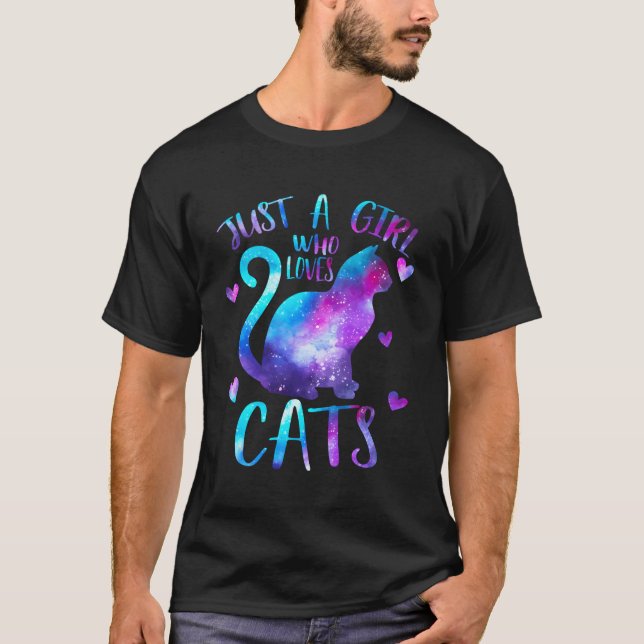 T-shirt Juste une fille qui aime Chats propriétaire Galaxy (Devant)