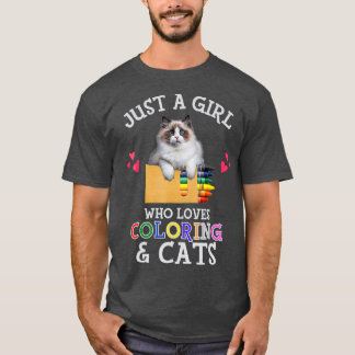 T-shirt Juste Une Fille Qui Aime Colorer Chats Chat Maman 