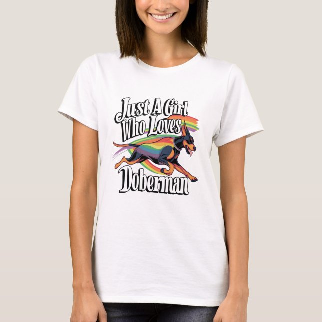 T-shirt Juste une fille qui aime Doberman (Devant)