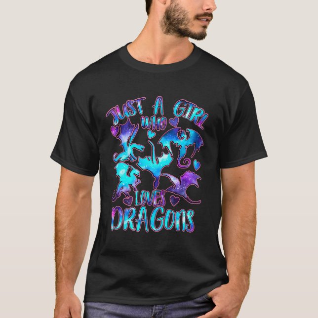T-shirt Juste Une Fille Qui Aime Dragons Galaxy Dragon Lov (Devant)