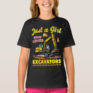 T-shirt Juste une fille qui aime Excavateurs Rétro Excavat