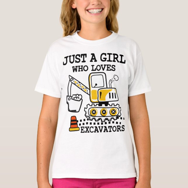 T-shirt Juste une fille qui aime Excavateurs Rétro Excavat (Devant)