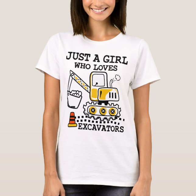 T-shirt Juste une fille qui aime Excavateurs Rétro Excavat (Devant)