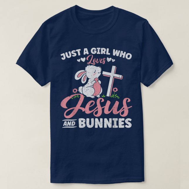 T-shirt Juste Une Fille Qui Aime Jésus Et Bunnies Christia (Design devant)