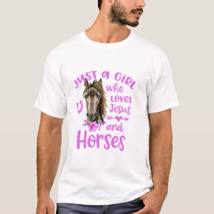 T-shirt Juste une fille qui aime Jésus et Cheval Fille de