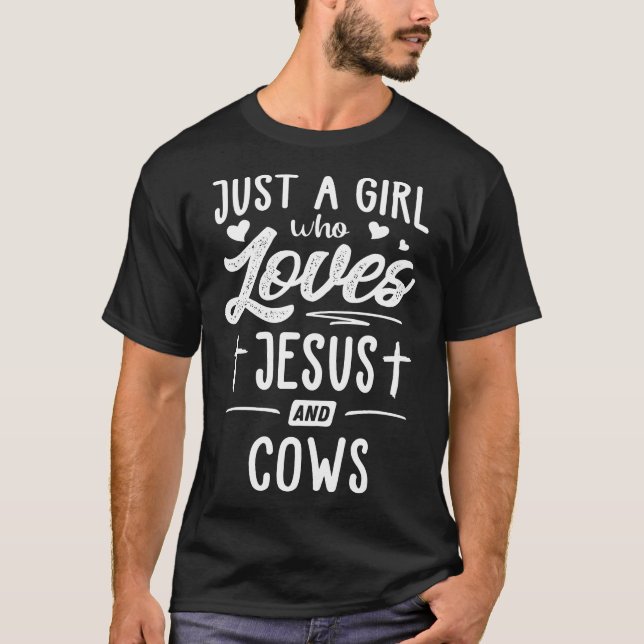 T-shirt Juste Une Fille Qui Aime Jésus Et Vache Les Femmes (Devant)