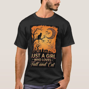 T-shirt Juste une fille qui aime la chatte d'automne Hallo