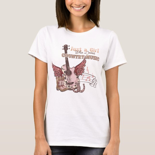 T-shirt Juste une fille qui aime la musique country (Devant)