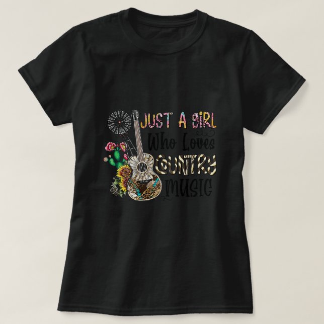 T-shirt Juste une fille qui aime la musique country guitar (Design devant)