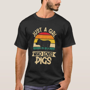 T-shirt Juste une fille qui aime la récolte de cochons fer