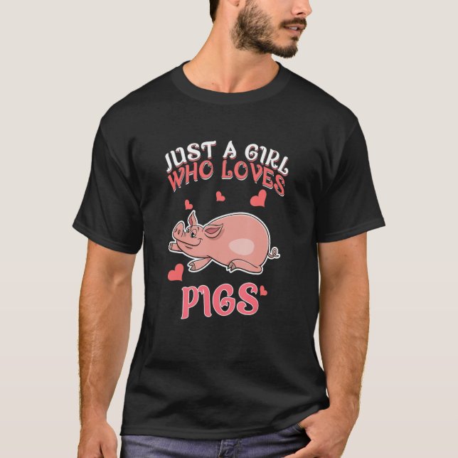 T-shirt Juste une fille qui aime la récolte de cochons fer (Devant)