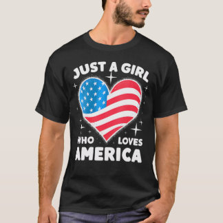T-shirt Juste Une Fille Qui Aime L'Amérique 4 juillet Drap