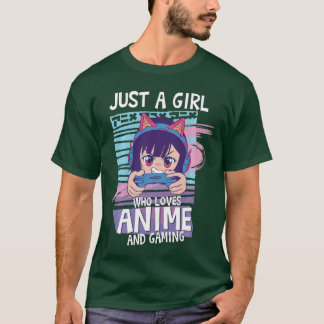 T-shirt Juste une fille qui aime l'anime et le jeu Mignon 