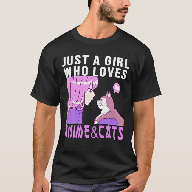 T-shirt Juste Une Fille Qui Aime L'Anime Et Les Chats. Ani (Devant)