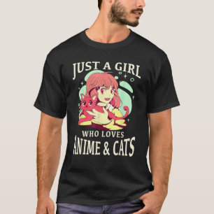 T-shirt Juste Une Fille Qui Aime L'Anime Et Les Chats. Ani