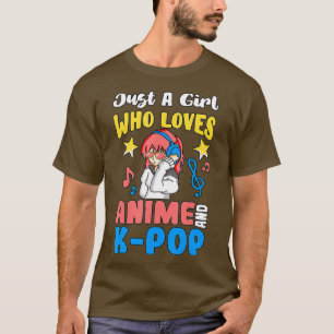 T-shirt Juste Une Fille Qui Aime L'Anime Et Les Fans KPop 