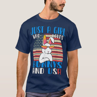 T-shirt Juste une fille qui aime Lapin lapins et les USA 