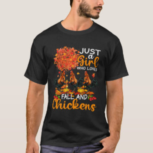 T-shirt Juste Une Fille Qui Aime L'automne Et Les Poules T