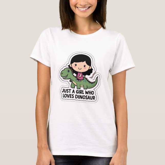 T-shirt Juste une fille qui aime le dinosaure (Devant)