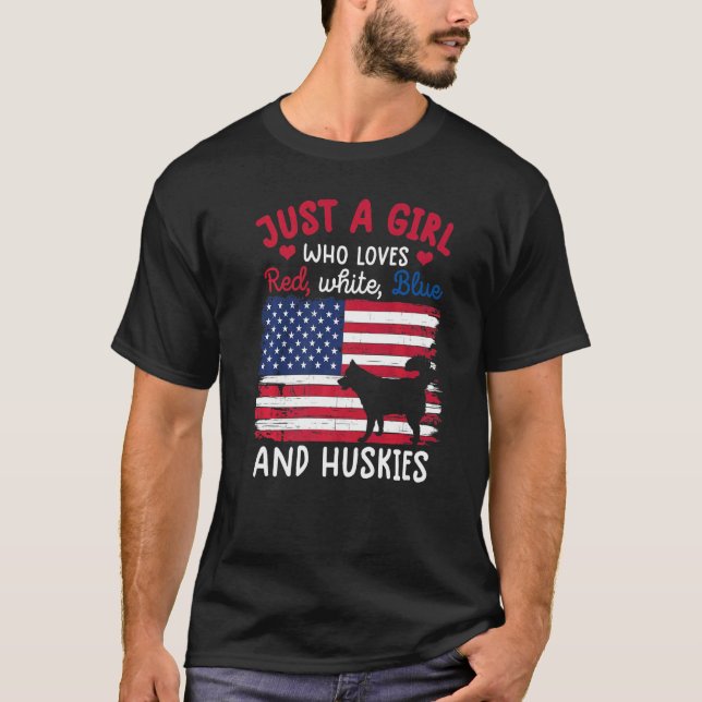 T-shirt Juste Une Fille Qui Aime Le Husk Sibérien Blanc Ro (Devant)