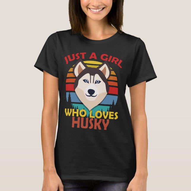 T-shirt juste une fille qui aime le husky (Devant)