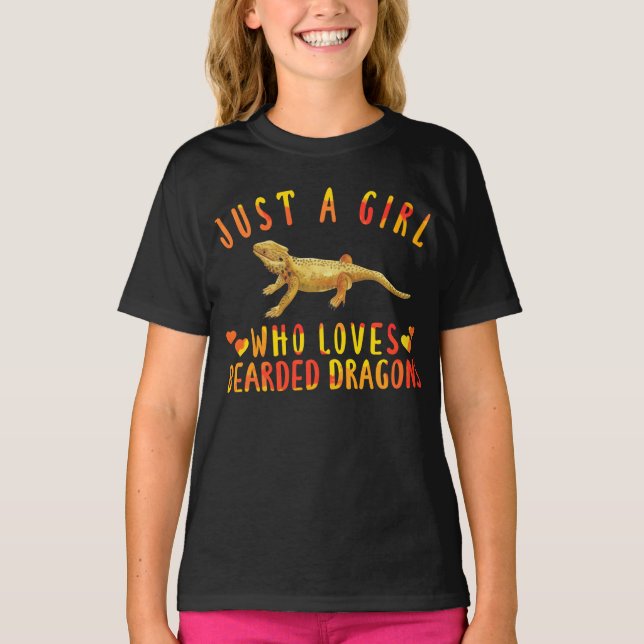 T-shirt Juste Une Fille Qui Aime Le Lizard De Dragons Emba (Devant)