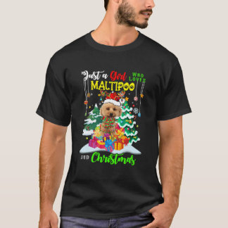 T-shirt Juste Une Fille Qui Aime Le Maltipoo Et Noël Père 