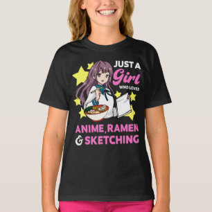 T-shirt Juste une fille qui aime le Ramen Anime et l'esqui